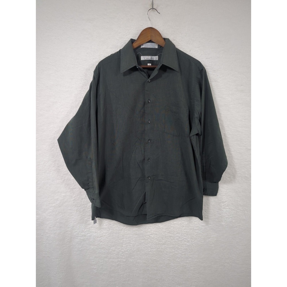 Matte Green Men's Van Heusen Editions Fitd Shirt 16.5 32-33 Long Sleeve Made USA